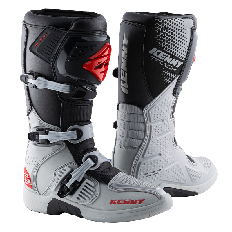 Bottes Kenny Track gris rouge 2025 oxmoto